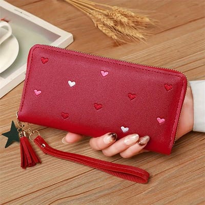 Dames Lange Portemonnees Portemonnees Luxe Liefdeshart Portemonnees voor Dames Meisje Geldvak Kaarthouder Dames Portemonnees Telefoon Clutch Tas brown