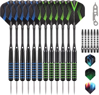 Professionele dartpijlen set - 6 x 20g en 6 x 22g met aluminium schachten, flights en O-ringen