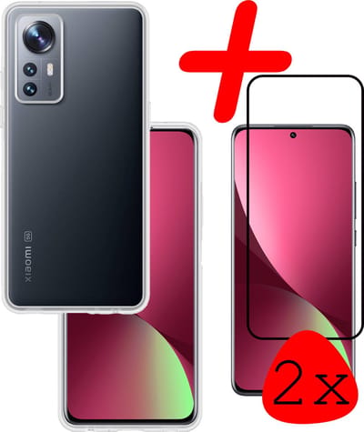 Hoesje Met 2x Screenprotector - Geschikt voor Xiaomi 12 - Sterk & Shockproof - Back Cover - Siliconen Case - Telefoon Hoes - Transparant