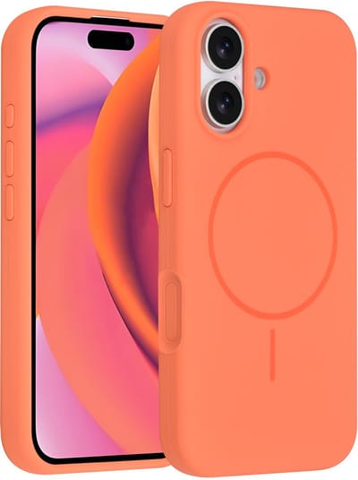 TUNIQ telefoonhoesje voor Apple iPhone 16 - MagSafe siliconen backcover - Oranje