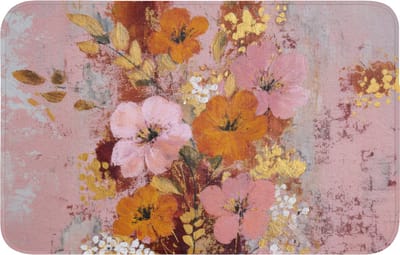 Badmat 80x50 cm - Antislip - Schilderij - Bloemen - Rustiek - Roze - Badmatten voor badkamer - Badkamermat - Douchemat - Badkamer mat