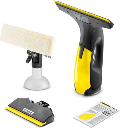 Kärcher Window Vac WV 2 Black Edition, accuduur: 35 min, LED-indicatie laadstatus, 2 zuigmondstukken, spuitfles met microvezelhoes, 20 ml ruitenreinigerconcentraat