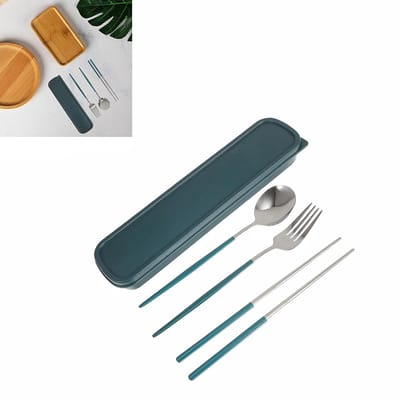 3-delige set reisbestekset van roestvrij staal - met opbergdoosontwerp - kampeerbestek voor buiten - draagbaar picknickbestek - 6*23,7 cm - geschikt voor kamperen en picknicks in de buitenlucht, herbruikbaar - milieuvriendelijk.