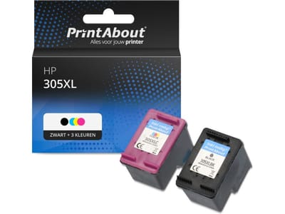PrintAbout huismerk Inktcartridge 305XL (6ZA94AE) Zwart + 3 kleuren Multipack Hoge capaciteit Geschikt voor HP