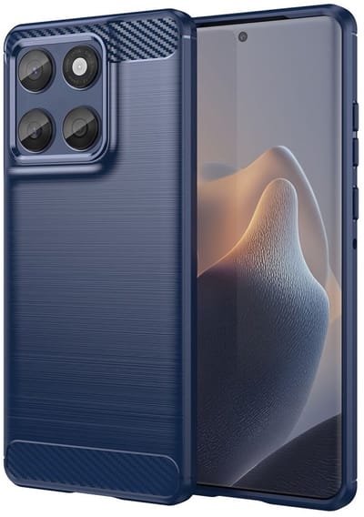 Geborsteld TPU Hoesje Geschikt voor Motorola Edge 60 | Beschermhoes | Back Cover | Flexibel TPU | Stijlvol Carbon | Dun | Blauw