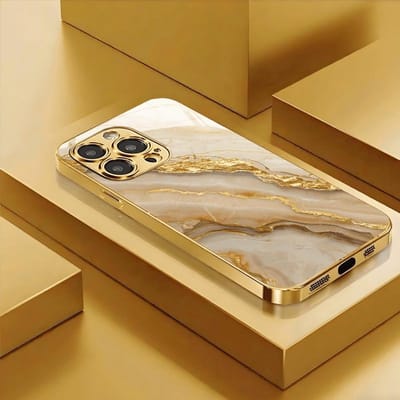 Gouden Marmer Steenpatroon Metallic Verf Glazen Telefoonhoesje Voor iPhone 17 16 15 14 13 12 11 Pro Max 14 15 Plus 17 Air 16E Cover iPhone 15