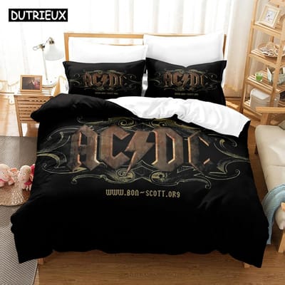 3D Ac/Dc Muziek Beddengoed Sets Dekbedovertrek Set Met Kussensloop Eenpersoons Tweepersoons Queen King Beddengoed Bedlinnen US Full 200x230cm