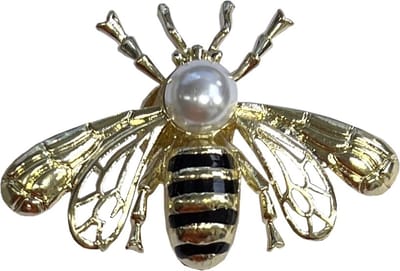 Fako Bijoux® - Magneet Broche - Magneetbroche - Bij Met Parel - Magnetische Broche - Sjaal - Hijab - Abaya - 50x33mm - Goudkleurig