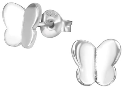 Joy|S - Zilveren vlinder oorbellen - 7 mm - egaal massief