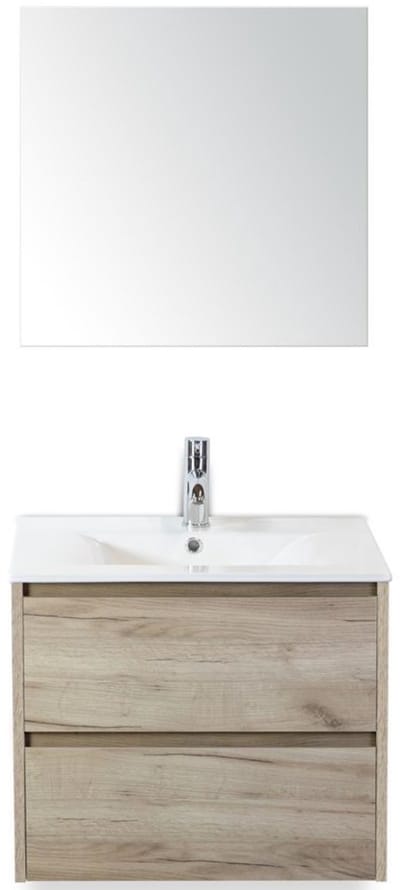 Dante Badmeubelset 60 cm - Craft Oak - Keramische Wastafel Wit Enjoy met Spiegel