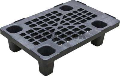 Mini kunststof pallet, zwart, draagkracht 250kg, 100% gerecycleerd kunststof,Pallet | Halve pallet | Kunststof pallet | Ultra Light | 60 x 40 x 14 cm