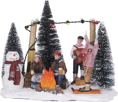 LuVille Kerstdorp Miniatuur Party op de Piste - L16 x B12 x H12,5 cm