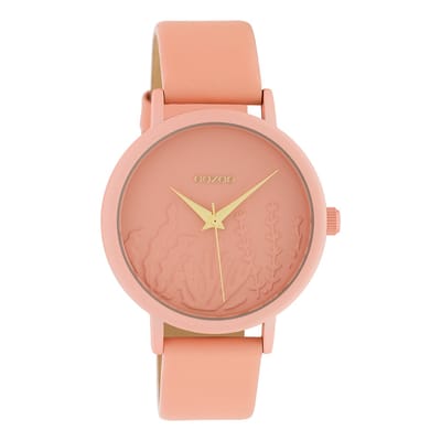 OOZOO Timepieces - Zacht roze horloge met zacht roze leren band - C10604