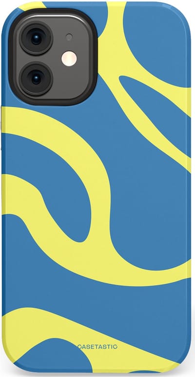 Casetastic hoesje geschikt voor Apple iPhone 12 Mini - Dubbellaagse bescherming - Blauwe Gele Zee Stranden - Fashion Case - Lavendel Goud Lichtblauw