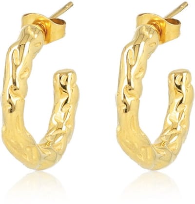 My Bendel - Goudkleurige Oorstekers met Unieke Structuur - met Luxe Cadeauverpakking | Sieraden Voor Dames
