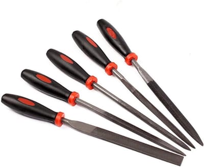 Houtvijlen Raspenset - Metaalbewerking Hobby - Precisie Werk - 5 Delige Set - 180 mm Lengte - Grijs