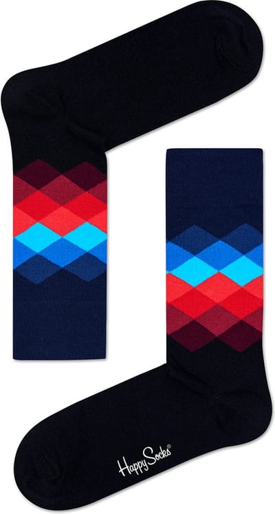 Happy Socks Faded Diamond - Zwart - Maat 36-40