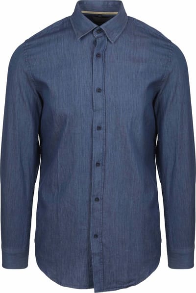 Suitable Overhemd Washed Donkerblauw - Maat M - Heren - Casual Shirt