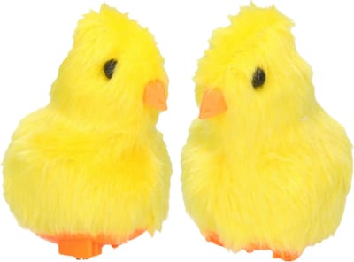 Paas kuikentje piepend - 2x - geel - pluche - 7 cm - Pasen decoratie/speelgoed