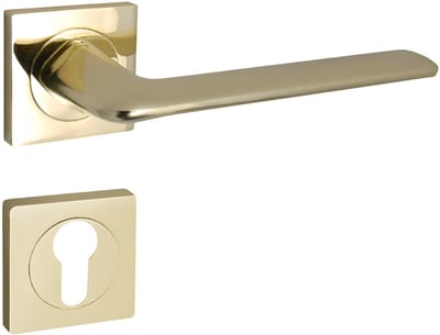 Domino® Deurkrukgarnituur ROMBO-QR - Messing - PZ-Profielcilinderset met Rozette - Deurbeslag van aluminium - Deurklink voor kamerdeur, kantoordeur, kelderdeur en binnendeur