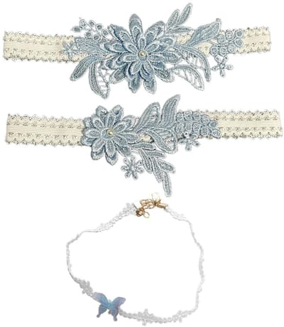 Dailygoods- Kousenbanden Bloemen - Vlinderkraag - Kanten Kousenhouders - Bruidsaccessoires - Elegante Accessoires - Maat 40-60 cm - Bruidaccessoires