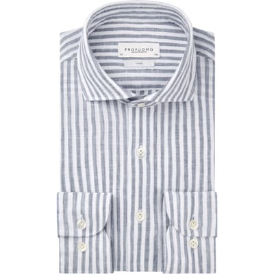 Casual Profuomo overhemd linnen donkerblauw