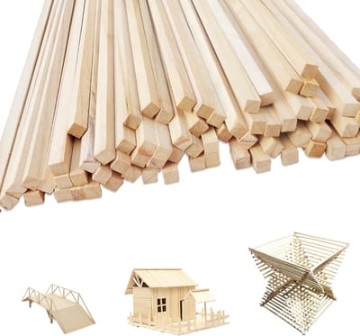 Houten Vierkante Stokken voor Creatieve Projecten, 120 Stuks, 30.5x0.3x0.3 cm, Ideaal voor Bricolage, Maquettes en Modelbouw