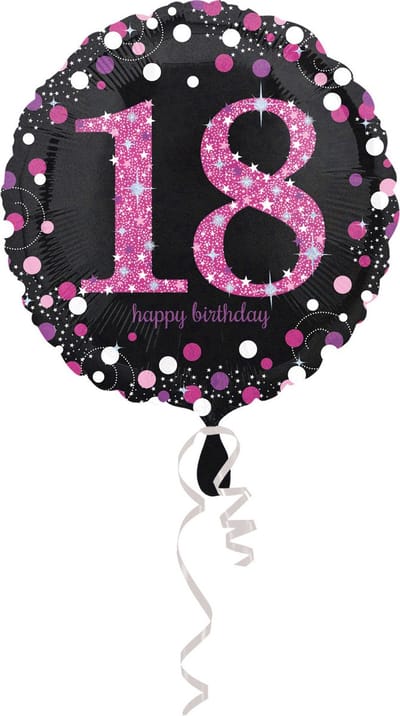 Amscan - Folieballon 18 Jaar Sparkling Celebrations Roze 43 cm