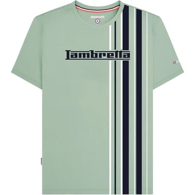 Lambretta Heren Racing Stripe T-shirt (IJsberg groen)