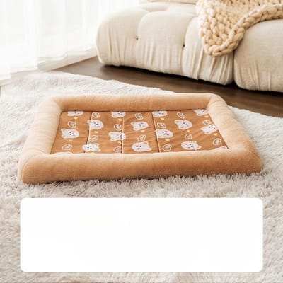 Tapis pour chien Automne et Hiver Épaissi avec Enclos en Laine Niche pour chien Niche pour chat Lit chaud pour chien Tapis de couchage pour petit chien Niche pour animal de compagnie S beige