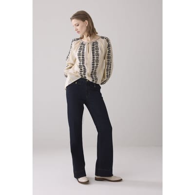 Summum Woman Longsleeve Top Momosa Stripe Pebble Beige Size: 38 | Long-Sleeved Tops Outlet | Dames | Zwart