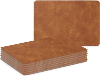 Zeller Placemats - 8x - lederlook - cognac kleur - 42 x 30 cm - tafel dekken - onderleggers