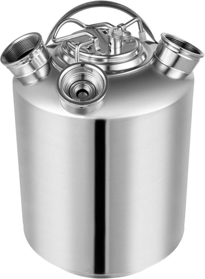 Reinigingscontainer Bierleiding - Bier Reinigingsvat - Biersysteem Reinigen - Roestvrij Staal 304 - 10 Liter - Zilver