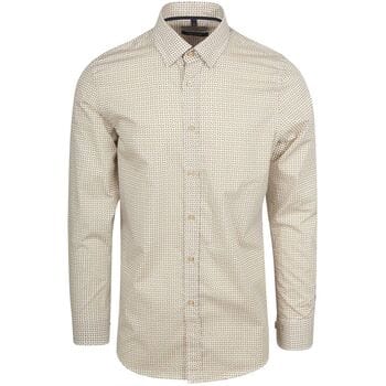 Suitable Overhemd Print Beige - Maat XXL - Heren - Casual Shirt