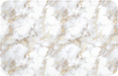 WC mat 80x50 cm - Antislip - Gouden aders - Marmer - Wit - Toiletmat - Vloermat - Douchemat - Toilet tapijt - Toiletmatten