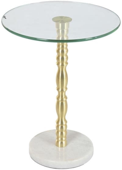Atmosphera Bijzettafel / salontafel Palace - goud - glas / marmer - rond - D41 x H53 cm - luxe wonen