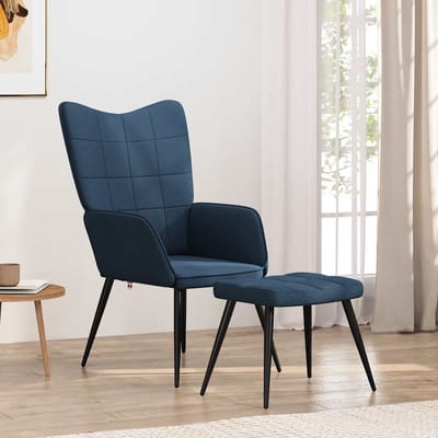 vidaXL - Relaxstoel - met - voetenbank - stof - blauw