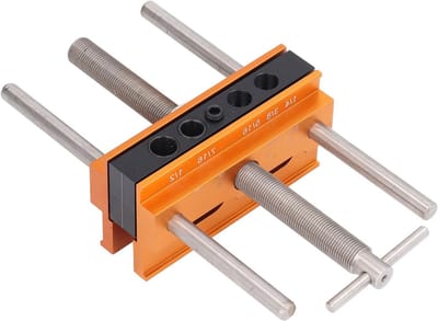 Zelfcentrerende Plug Mal, Aluminium Boor Jig, Verstelbare Breedte voor Rechte Gaten, Stevige Kit voor Houtverbinding met 6 Boorgids Bushings, Ideaal voor Houtbewerking en Meubelmakerij