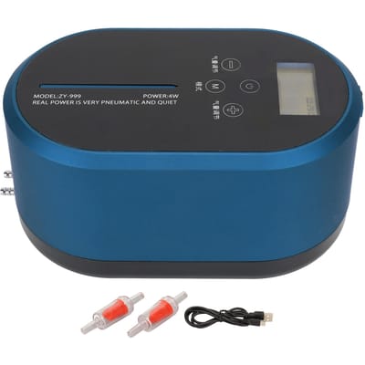 Pompe à air pour aquarium, grand volume, démarrage automatique, ultra silencieuse, en cas de panne de courant bleu