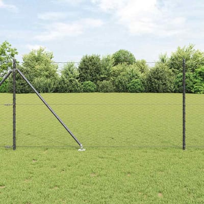 vidaXL - zeshoekig - gaasgek - met - palen - 100 - x - 1 - m - PVC-Coated - Staal - Grijs