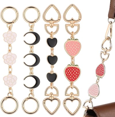 4 Stuks Metalen Tasketting Verlengriemen met Veerhaak voor Dames Handtassen - Decoratieve Schouderriem in Diverse Designs en Kleuren