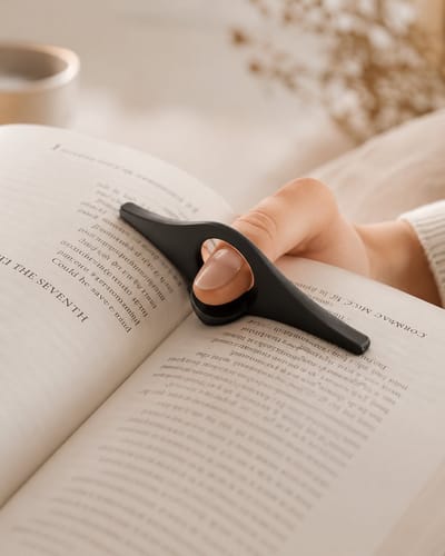 Skushy 2x Bladwijzerhouder Pagina Openhouden tijdens het Lezen - Vinger Ring Boekenlegger - Leesring voor Boeken - Comfortabele Leeshulp - Bladwijzer Ring Accessoire - Handig Leesaccessoire voor Boekliefhebbers
