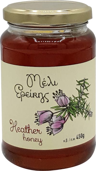 Melissokomiki Natural Erica Honey of Rhodos 450gr | Natuurlijke HeideHoning