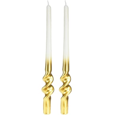 Gedraaide kaarsen witgouden spiraalkaarsen Ø2cm H30cm 2 st