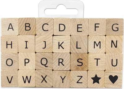 Aladine stempelset alfabet medium houten letterstempels creatief.