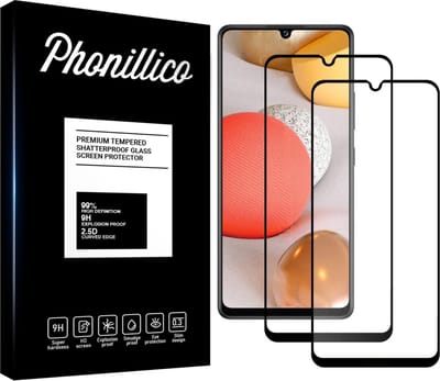 Screenprotector voor Samsung Galaxy A42 - 2 stuks Beschermglas van glas Transparante glazen schermbeschermfolie met zwarte randen