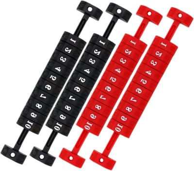 Scoretellers - Puntentellers Tafel - Spelscores Bijhouden - Met Rastermarkeringen - 4 Stuks - Multi
