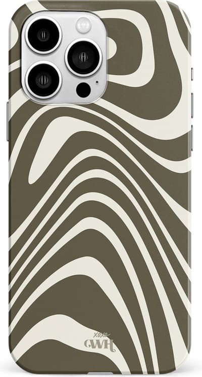 xoxo Wildhearts Boogie Wonderland Green - Single Layer - Hard case geschikt voor iPhone 15 Pro Max hoesje - Golven print hoesje groen - Beschermhoes shockproof case geschikt voor iPhone 15 Pro Max hoesje - Hoesje met golven print groen