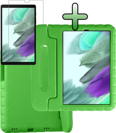 Hoesje Geschikt voor Samsung Galaxy Tab A7 Lite - Met Screenprotector - Kinderhoes Shockproof Bumper - Kidsproof Case - Tablet Hoes - Kinder Hoes Cover - Groen