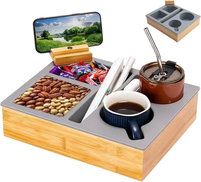 Comfortabele Snackbox met Bekerhouder en 360° Rotatable Telefoonhouder voor Bank, Sofa en Auto - Ideaal voor Woonkamer, Cinema en Organisatie